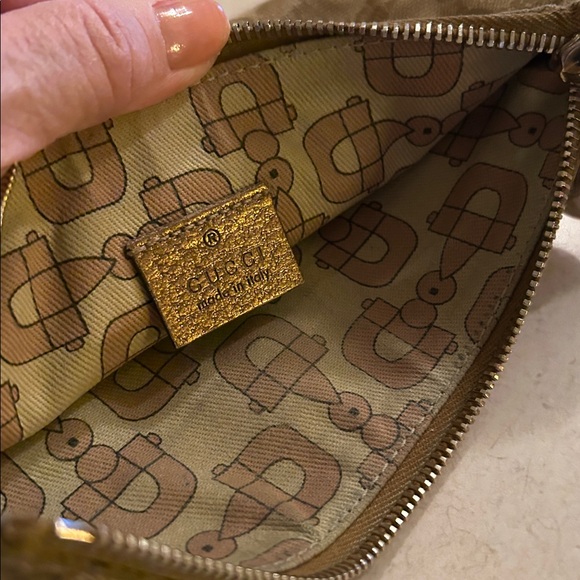 Gucci GG Canvas Leather Wallet Boat Pochette Wristlet Clutch Bag Zip Pouch - Picture 8 of 16